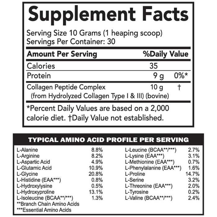 Optimus COLLAGEN Pure Hydrolyzed Peptides Supplement Powder - For Hair, Skin, Nails and Joints - Type I & III - for Women & Men (Unflavored, 30 Servings)