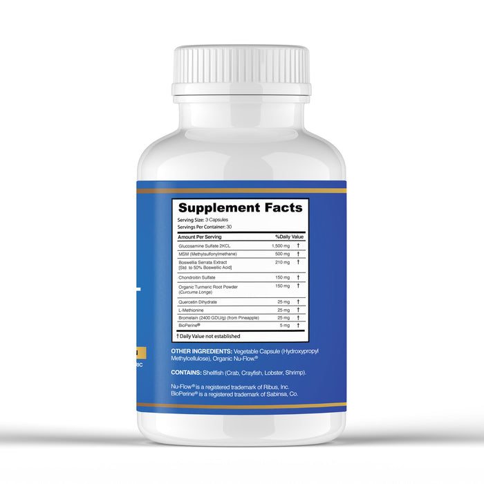 Optimus JOINT SUPPORT Premium, Bioperin & Organic Nu-Flow | Glucosamine, MSM, Chondroitin + Turmeric & Boswellia | For Healthy Knees, Back and Joints | Relief and Flexibility