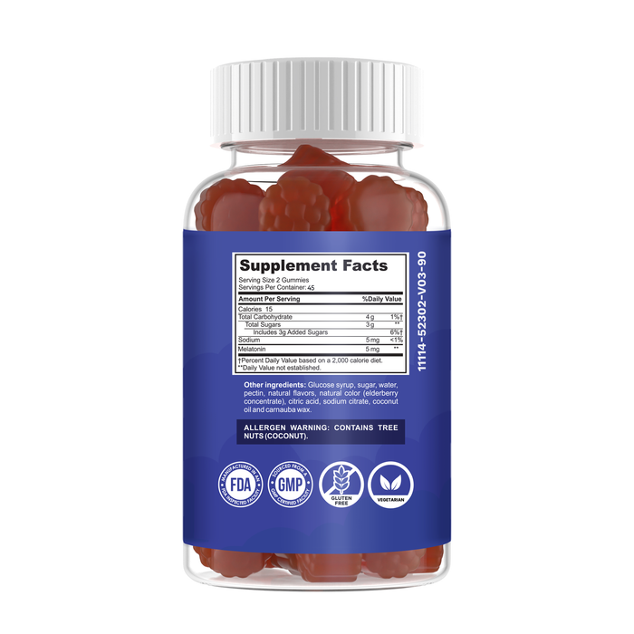 Optimus Melatonin Gummies Natural Sleep Support – Maximum Strength 5 mg Per Serving- Strawberry Flavor – Vegetarian - Gluten Free – 100% Natural – 90 Gummies